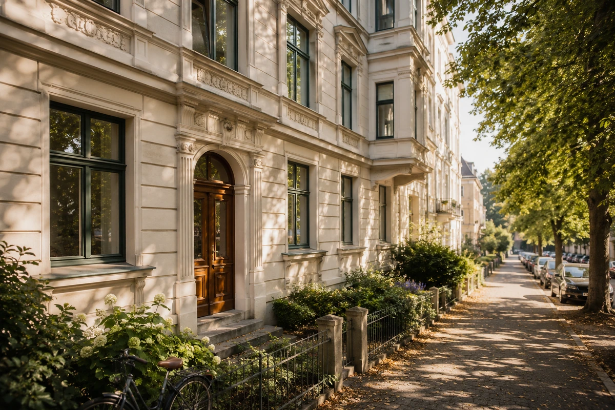 Period building with entrance on a quiet street